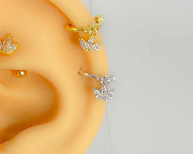 Helix hoop 925 silver gold plated #241 Piercing Cartilage Ring Gold Lotus