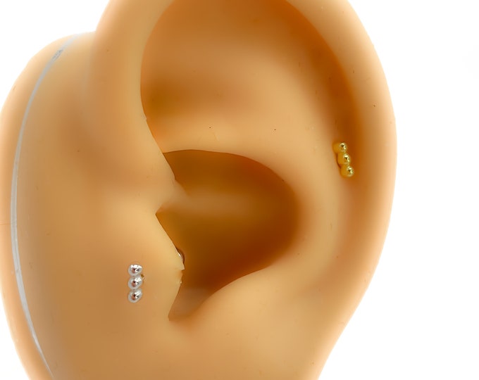 Piercing #327 925 Sterling Silver gold plated helix tiny rhinestone tragus mini cartilage stud