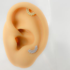 Helix #131 Piercing bow cubic zirconia 925 silver gold plated tiny tragus