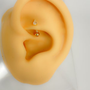 Rook Piercing s925 sterling silber vergoldet #207 Knorpel
