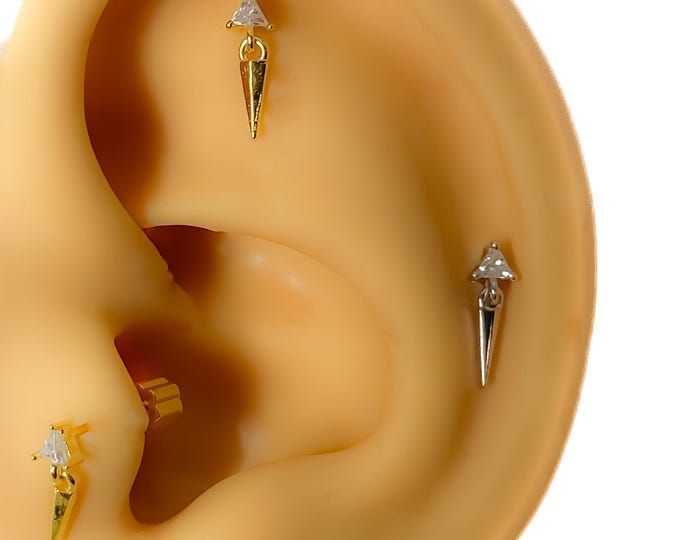 Piercing #187 925 silver gold plated cartilage helix tragus conch mini tiny punk boho