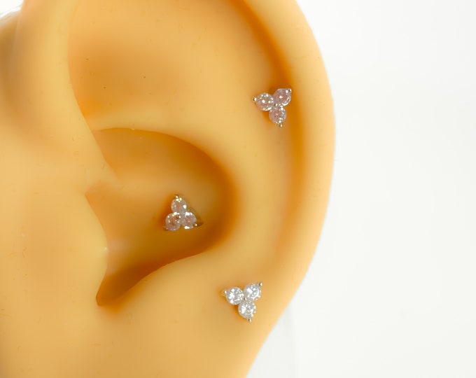 Piercing 925 silver piercing flower flat back 329