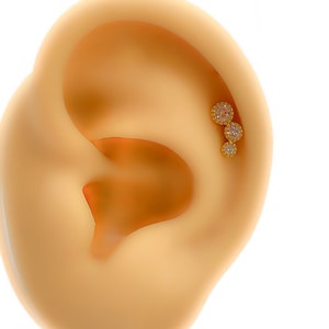 Piercing #216 Tragus Helix 925 Sterling Silber vergoldet mini tiny stud strass Knorpel