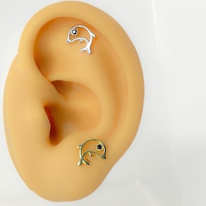 Piercing #177 Helix 925 silver gold plated dolphin dolphin cartilage plug