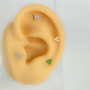 Helix 925 silber vergoldet mini tiny klein Tragus Blume Lila grün weiss Knorpel #225