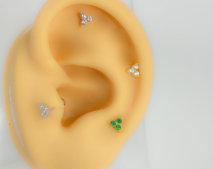 Piercing 925 silber vergoldet Flower