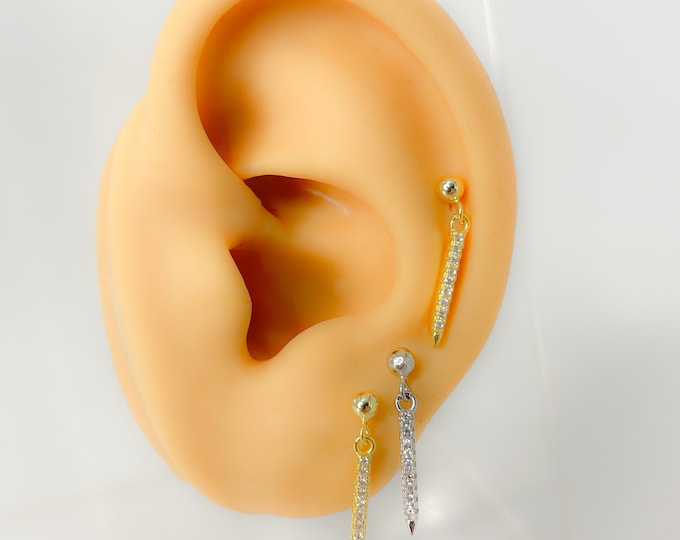 Piercing #178 Helix 925 silver gold plated bar cartilage stud helix minimalist