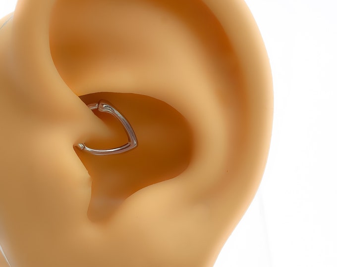Daith Piercing #192 925 Silver gold plated drop minimalist oval discreet cartilage