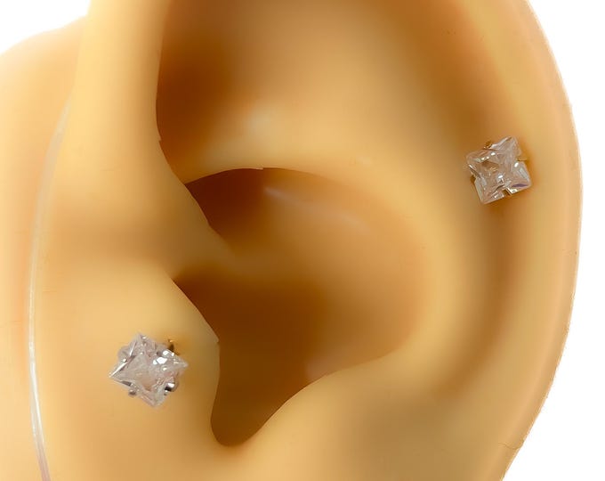 Piercing No.92 surgical steel 316l gold-plated flat back square