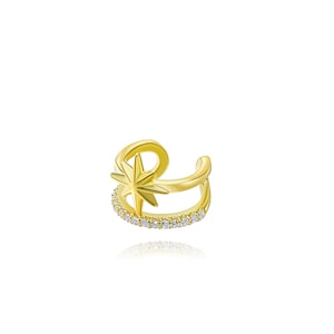 Ear cuff 925 silver gold plated earrings earcuff cuff gold silver star