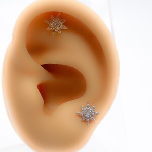 Piercing Helix Star North Star Aço Banhado a Ouro Prata #220