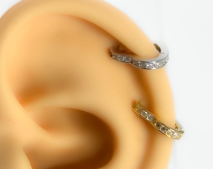 hoop heart piercing #149 clicker 925 silver gold plated