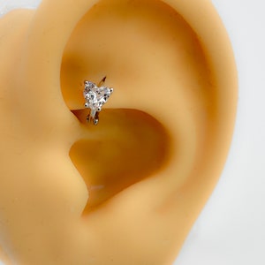 Rook helix piercing #284 925 Silber herz cubic zirkonia mini hoop tiny ring Hahn