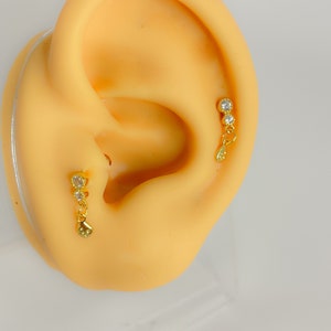 Piercing 925 Sterling Silber vergoldet #239 Helix tragus mini tiny boho Kette Knorpel
