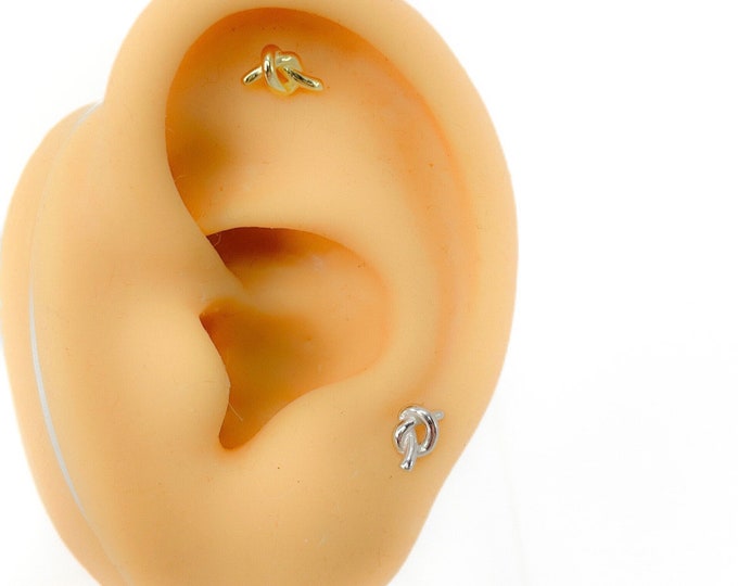 Piercing #143 Helix 925 Silver Gold Plated Knot Cartilage Minimalist