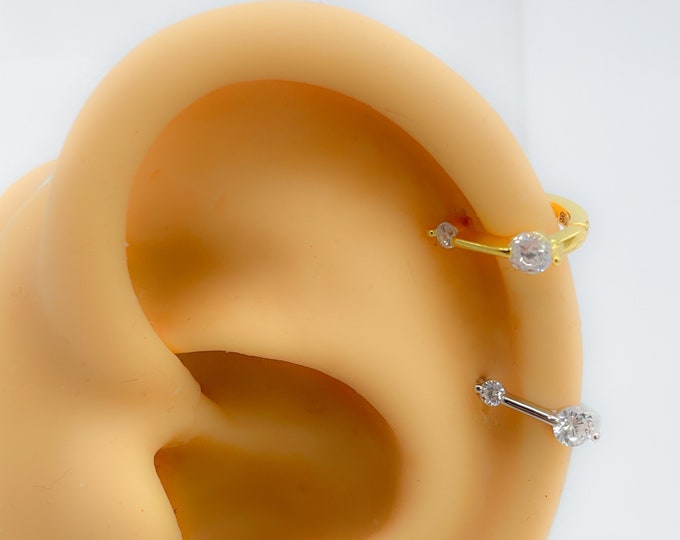 Piercing #281 helix 925 silver gold plated rhinestone