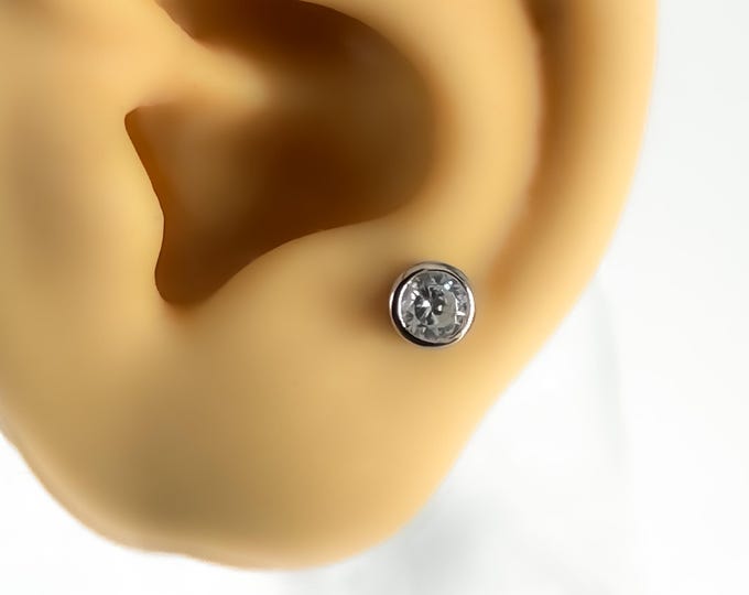 Helix #164 925 silver rhinestone minimalist piercing