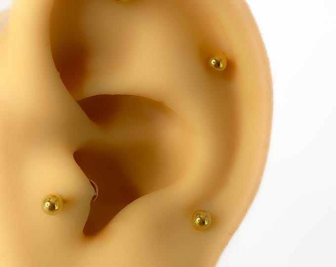 Piercing No.197 surgical steel 316l gold plated flat back ball