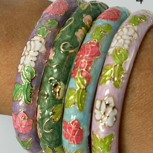 Bracelets fleurs en acier émaillé