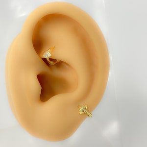 Piercing #138 helix rook 925 silver gold plated eye Medusa clicker hoop mini tiny small round