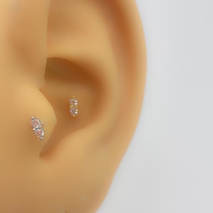 Mini plug minuscolo per piercing n. 310 in argento 925 placcato oro con cartilagine posteriore piatta, elica, trago, conchiglia