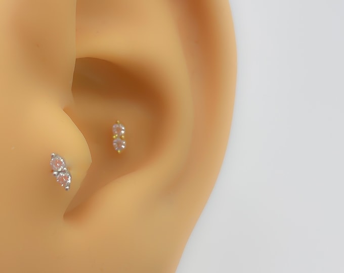 Piercing #310 925 silver gold plated flat back cartilage helix tragus conch mini tiny stud