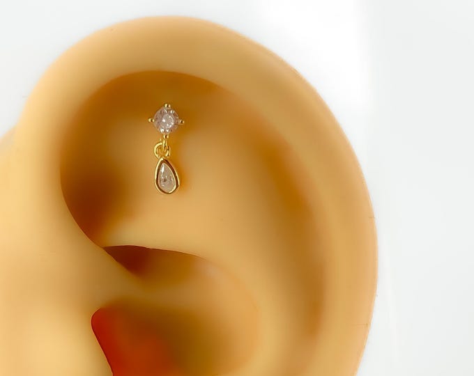 Piercing #189 flat back helix tragus surgical steel gold plated