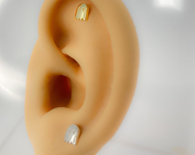 Helix #135 ghost 925 silver gold plated ghost piercing cartilage ear stud small mini