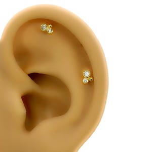 Piercings de espalda plana #275 de acero chapado en oro para cartílago, hélice, labio, oreja