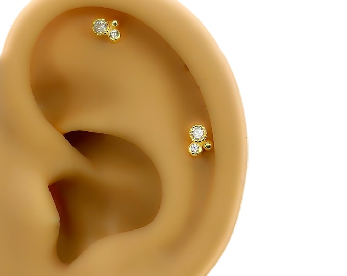 flat back Piercings #275 steel gold plated cartilage helix labret ear lip