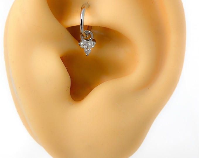 Piercing #130 925 silver rooster rook daith helix earrings silver mini hoop tiny tragus