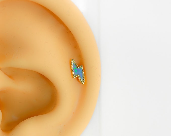 Piercing #292 925 silver gold plated blue lightning bolt helix