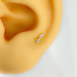 Flat back Helix #228 925 silber vergoldet mini tiny klein  piercing