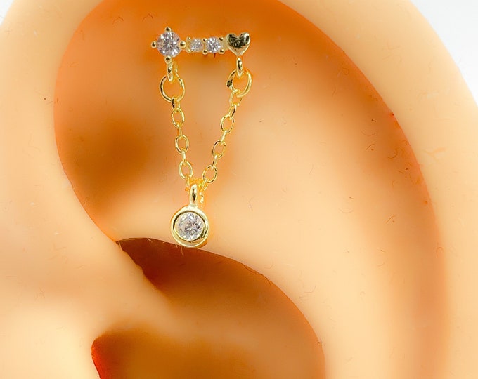 Piercing 925 silver gold plated Helix chain No. 287 Helix