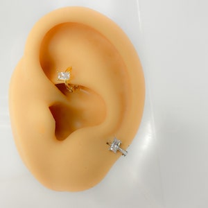 Piercing #137 helix 925 silver gold plated rook daith tragus clicker mini tiny small round hoop cubic zirconia