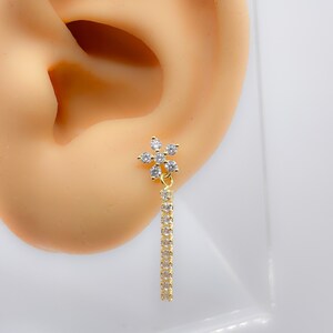 Piercing #262 925 Silber vergoldet kette helix Strass Blume