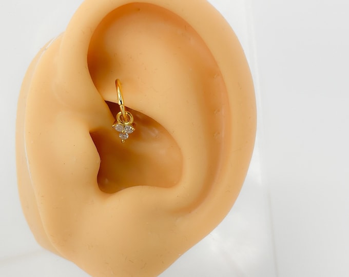 Piercing 925 silver gold plated rook cartilage ring mini