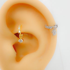 Hoop helix #153 creole piercing 925 Silber vergoldet cubic zirconia mini tiny rund Strass boho vintage septum