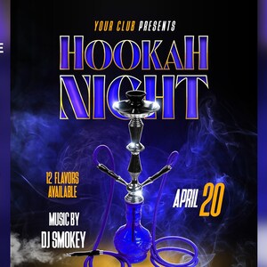 Volante de la noche de la cachimba - 4x6 - RGB y CMYK - Plantilla de volante editable en formato PSD de Adobe Photoshop