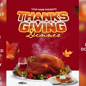 Flyersjabloon Thanksgiving-diner V2 - 4 x 6 - RGB en CMYK - bewerkbare flyersjabloon voor Adobe Photoshop PSD