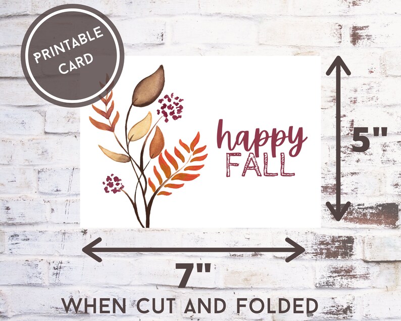 Printable Card | Happy Fall Card | Instant Download | Printable ...