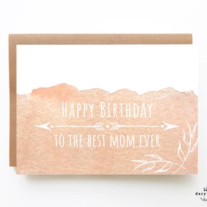 Cartão de feliz aniversário para mãe, para a melhor mãe, cartão de aniversário em aquarela para mãe, cartão de feliz aniversário para impressão, cartão para ela