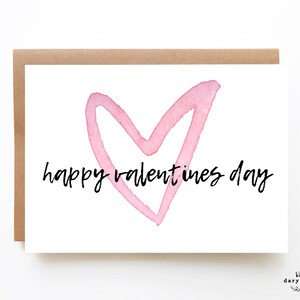 Simple Happy Valentines Day Card, Watercolor Printable Card, Valentine Card For Her, Card for Him, Simple Watercolor Heart,Minimal Valentine