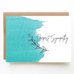 Carte imprimable | Carte de sympathie la plus profonde | Téléchargement instantané | Enveloppe imprimable incluse | Fond aquarelle peint à la main et croquis de feuille