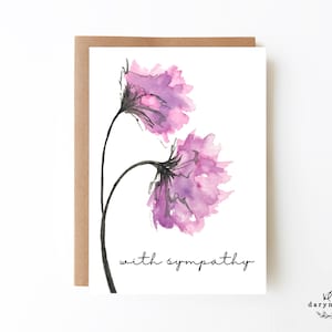Carte de condoléances, carte de deuil, carte de condoléances, carte de condoléances florales, carte de condoléances aquarelle, avec carte de condoléances, téléchargement numérique