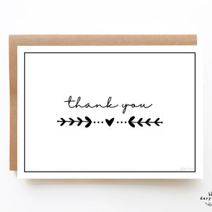 Simple Thank You Card, Printable Thank You Card, Minimalist Black and ...