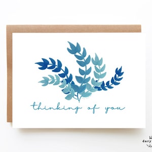 Druckbare Karte, Thinking of You Karte, Sofort Download Jede Gelegenheit Karte, Aquarell Thinking of You Karte, Aquarell Botanische Karte