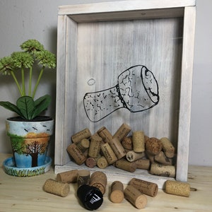 Wine Cork Shadow Box: Handmade Rustic Pine Wood Cork Holder