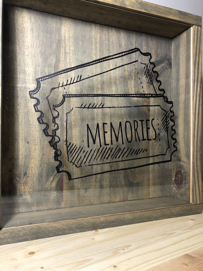 Memories Ticket Shadow Box Rustic Shadow Box Ticket Holder Etsy