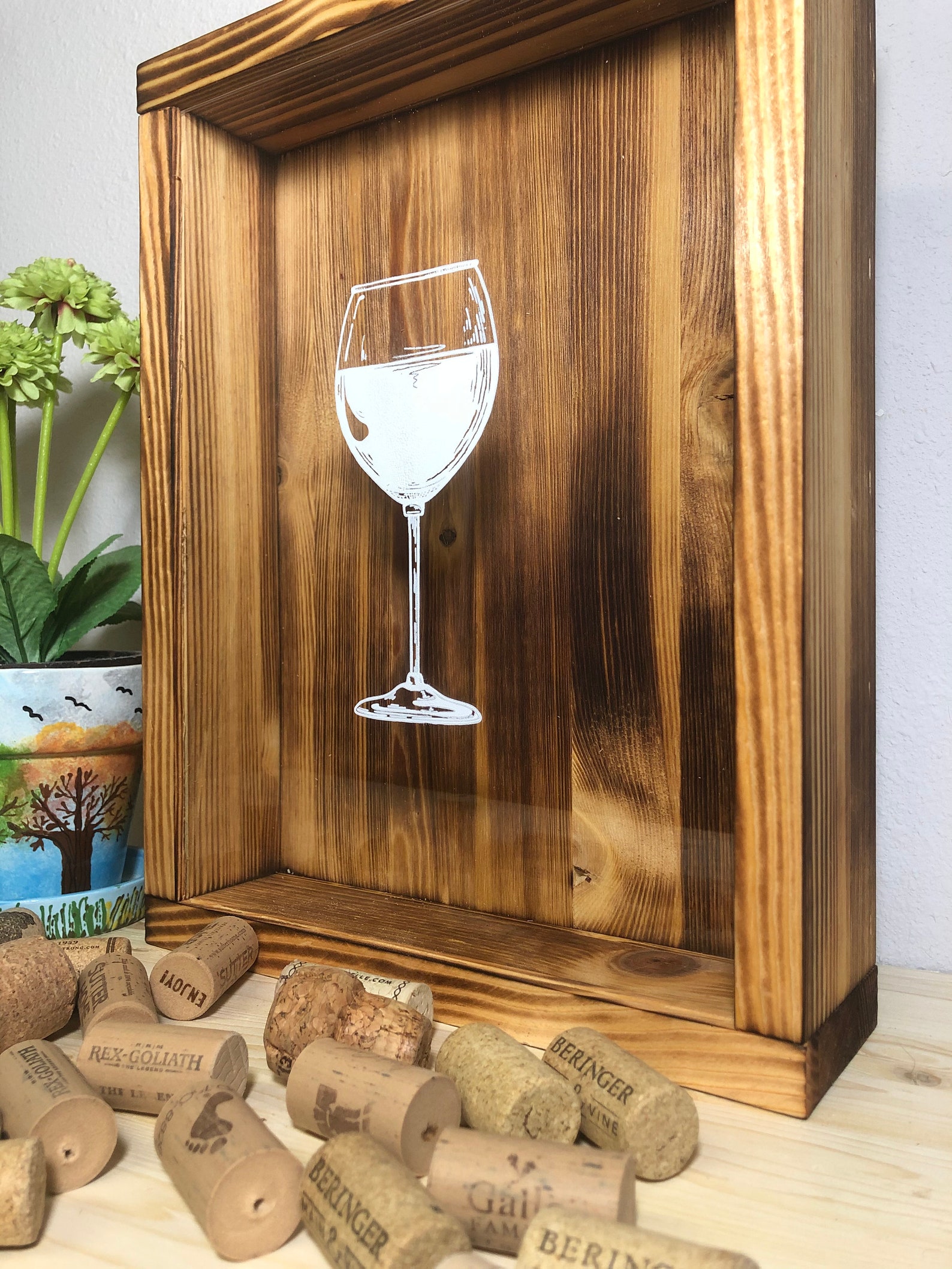 Wine Cork Shadow Box Wine Cork Holder Gift for Her Wine Etsy